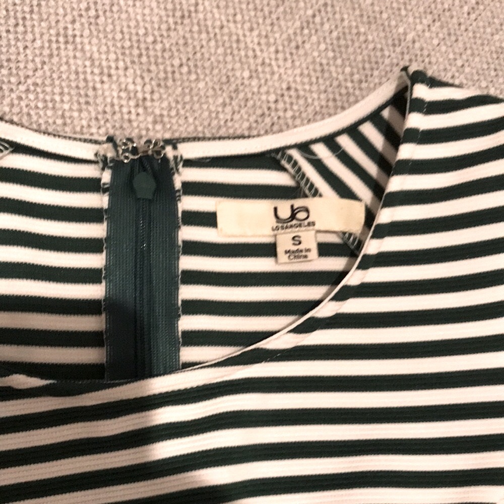 Revolve Ruffle Scuba Dress Stripes - Picture 2 of 5